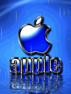An Apple Logo On A Blue Background With Rain Drops GIF