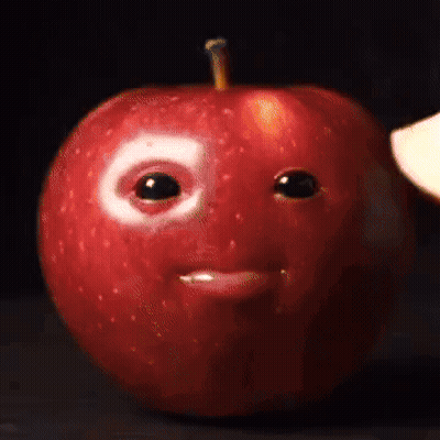 An Apple With A Face Painted On It 'S Face GIF