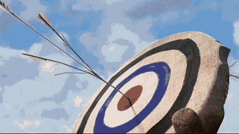 An Arrow Is Hitting A Target With A Blue Circle In The Center GIF