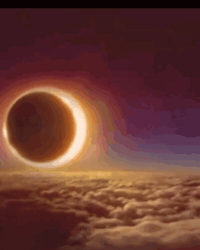 an artist 's impression of a partial eclipse over the clouds