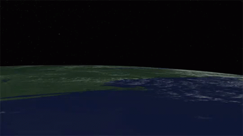 An Artist 'S Impression Of A Rocket Flying Over The Earth GIF