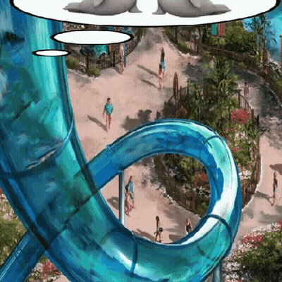 An Artist 'S Impression Of A Water Slide In A Water Park GIF