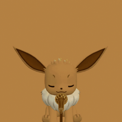 An Eevee With Its Eyes Closed Is Holding A Microphone GIF