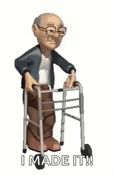 An Elderly Man Is Using A Walker To Walk . GIF