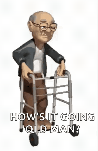 An Elderly Man Is Walking With A Walker . GIF