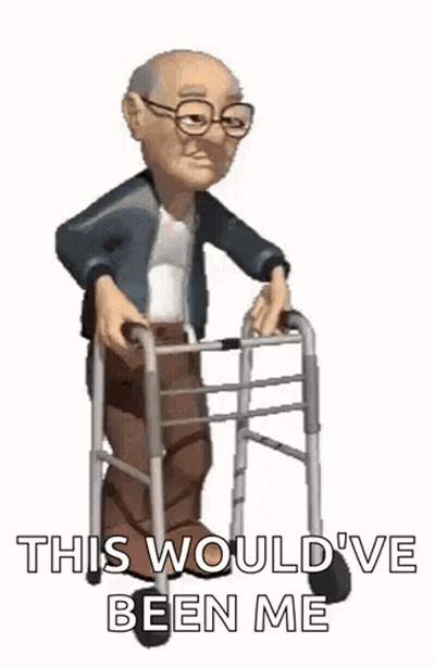 An Elderly Man Is Walking With A Walker And Says `` This Would 'Ve Been Me '' . GIF