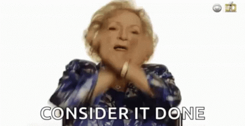 An Elderly Woman In A Blue Jacket Is Making A Funny Face And Says `` Consider It Done '' . GIF