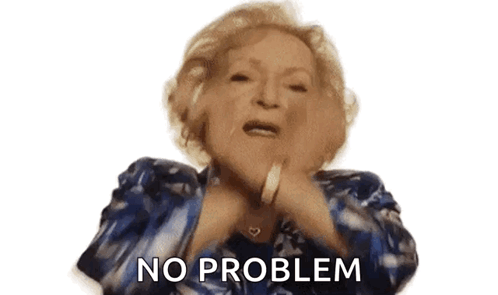 An Elderly Woman Is Making A Funny Face And Says `` No Problem '' . GIF