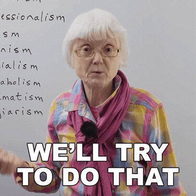 An Elderly Woman Says We 'Ll Try To Do That In Front Of A White Board GIF
