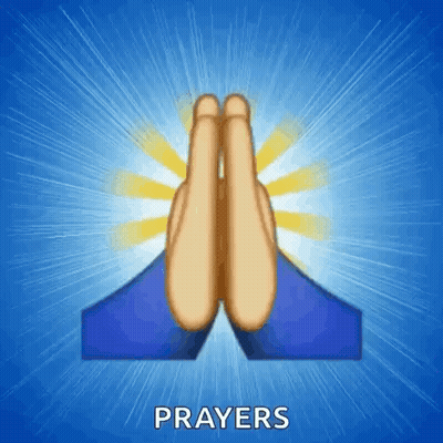 An Emoji Of A Person Praying With The Word Prayers Underneath GIF