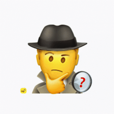 An Emoji Wearing A Hat Is Holding A Magnifying Glass With A Chocolate Bar On It GIF