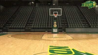 An Empty Basketball Court With A Buffalo Wild Wings Logo GIF