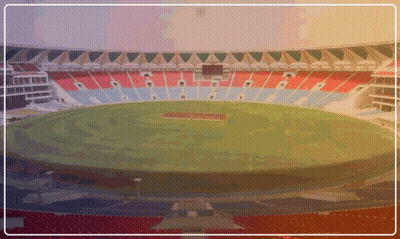 An Empty Stadium With Red Blue And White Seats GIF