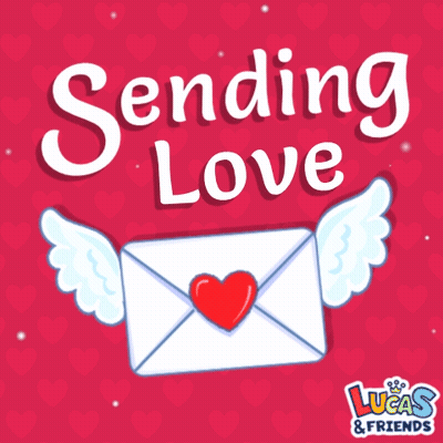 An Envelope With Wings Has A Heart On It And The Words Sending Love GIF