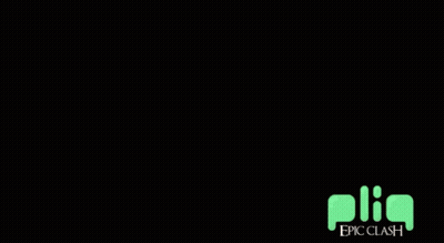 An Epic Clash Logo With A Yellow Flame Coming Out Of The Letter B GIF
