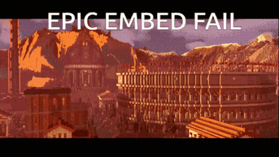 An Epic Embed Fail Is Displayed On A Screen GIF