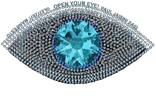An Eye With A Blue Stone In The Center And The Words Open Your Eye Sticker