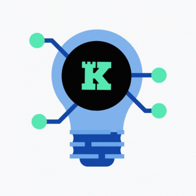 An Icon Of A Light Bulb With A Letter K On It GIF