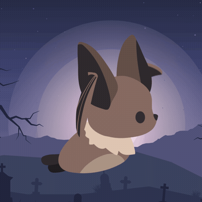 An Illustration Of A Bat In A Cemetery With A Full Moon Behind It GIF