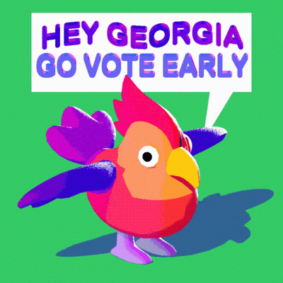 An Illustration Of A Bird With A Speech Bubble Saying Hey Georgia Go Vote Early GIF