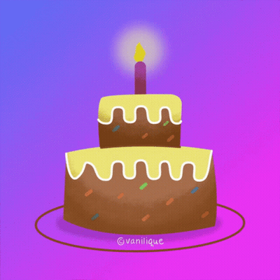 An Illustration Of A Birthday Cake With A Candle On It GIF