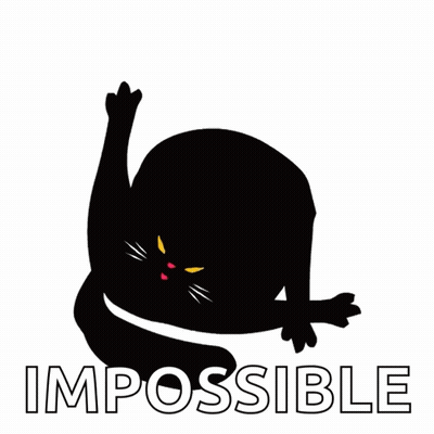 An Illustration Of A Black Cat With The Word Impossible Written Below It GIF