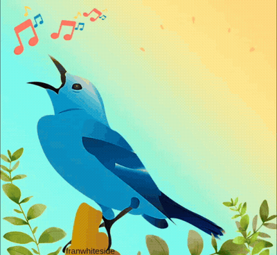 An Illustration Of A Blue Bird With The Words Feel The Warm Hello Of The Sun Below It GIF