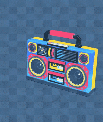 An Illustration Of A Boombox With Headphones Attached To It . GIF