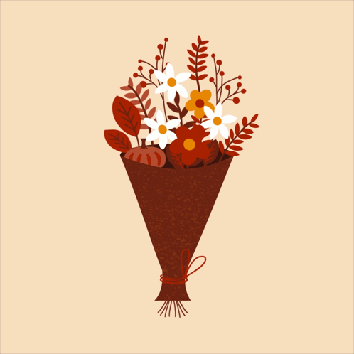 An Illustration Of A Bouquet Of Flowers With Leaves GIF