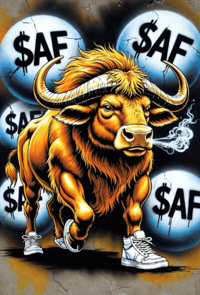 An Illustration Of A Bull With The Word Saf On The Background GIF