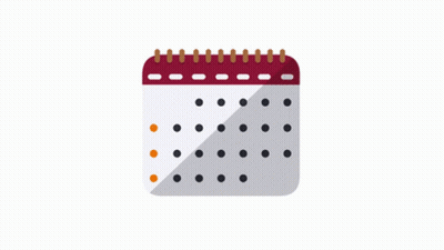 An Illustration Of A Calendar With Dots On It And A Notepad Next To It GIF