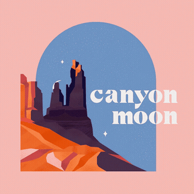 An Illustration Of A Canyon With The Words Canyon Moon Written Below It GIF