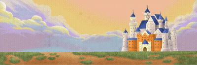 An Illustration Of A Castle With A Cloudy Sky GIF