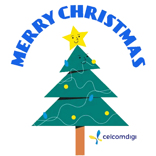 An Illustration Of A Christmas Tree With The Words Merry Christmas Surrounding It Sticker
