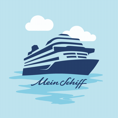 an illustration of a cruise ship with the words mein schiff written below it