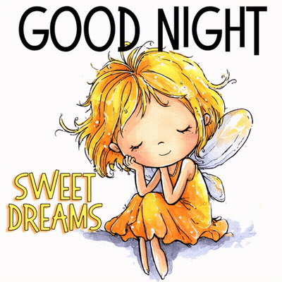 An Illustration Of A Fairy Sleeping With The Words Good Night Sweet Dreams Below Her GIF