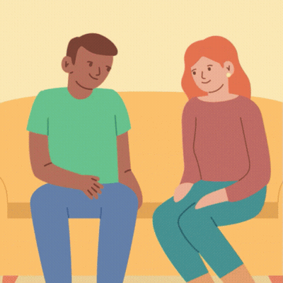 An Illustration Of A Family Sitting On A Couch With The Words Feliz Dia Das Criancas GIF