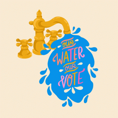 An Illustration Of A Faucet With The Words Water Your Vote GIF