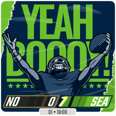 An Illustration Of A Football Player Holding A Football With The Words Yeah Boom GIF