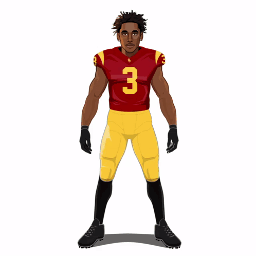 An Illustration Of A Football Player Wearing A Red Jersey With The Number 3 On It GIF