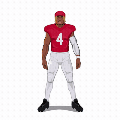 An Illustration Of A Football Player With The Number 4 On His Jersey GIF