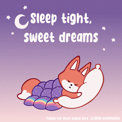 An Illustration Of A Fox Sleeping With The Words Sleep Tight Sweet Dreams GIF