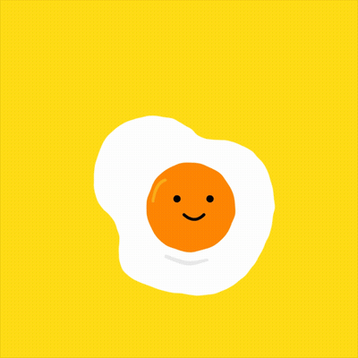 An Illustration Of A Fried Egg With A Face And The Words " Good Morning " Below It GIF