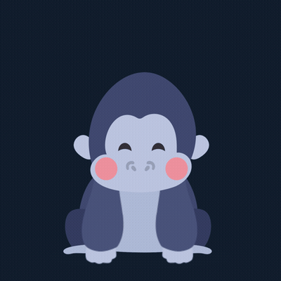 An Illustration Of A Gorilla With A Pink Heart On Its Head GIF