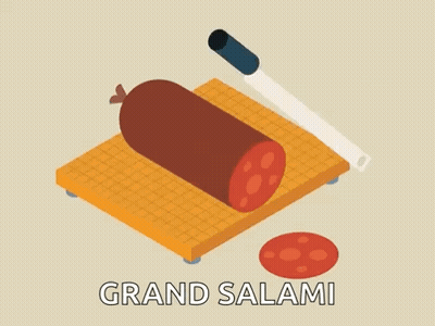 An Illustration Of A Grand Salami Being Sliced GIF