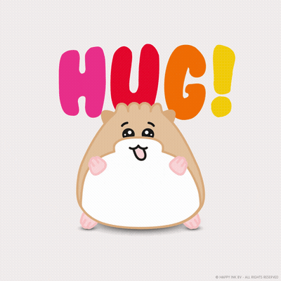 An Illustration Of A Hamster With The Word Hug Written On It GIF
