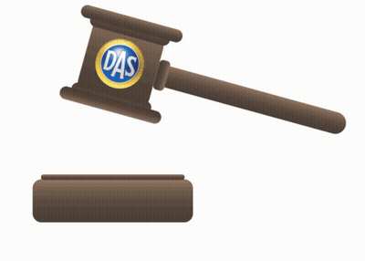 An Illustration Of A Judge 'S Gavel With Das Written On It GIF
