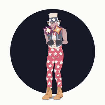 An Illustration Of A Man Dressed As Uncle Sam Holding A Magic Wand GIF