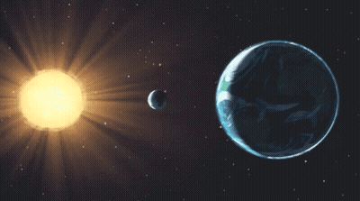 An Illustration Of A Partial Eclipse Of The Sun And Earth GIF