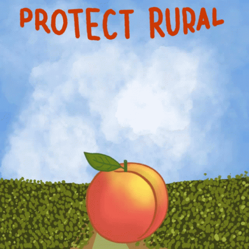 An Illustration Of A Peach With The Words Protect Rural On The Bottom GIF